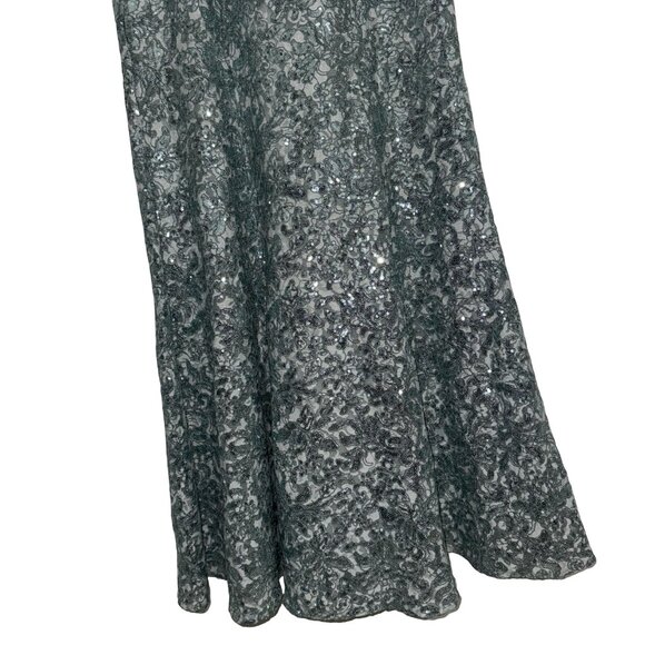 Alex Evenings Sleeveless Corded Fit Ice Sage Lace & Sequin-Detail Gown Sz 8 - Picture 6 of 16